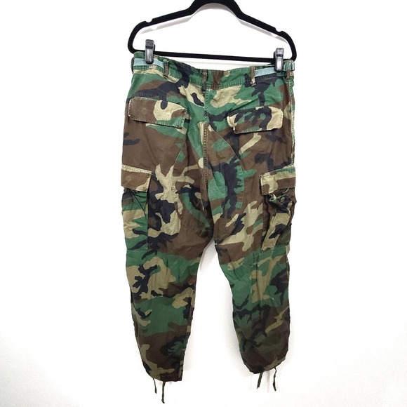Vintage Woodland Camo Military Trousers Poplin Combat Tropical Size M Regular - Picture 4 of 12